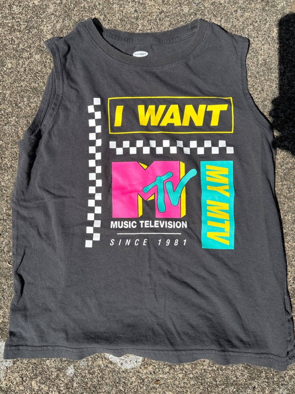 Old Navy Black Tank with Neon. Kids size 10/12